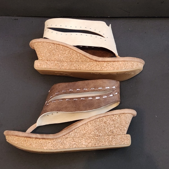 MODZORI REVERSIBLE BRIA Elegant Women's Tan and Cream Sandals - Picture 7 of 15